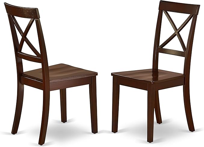 East West Furniture ANBO5-MAH-W 5 Piece Dinette Set for 4 Includes a Round Kitchen Table with Pedestal and 4 Dining Room Chairs, 36x36 Inch, Mahogany