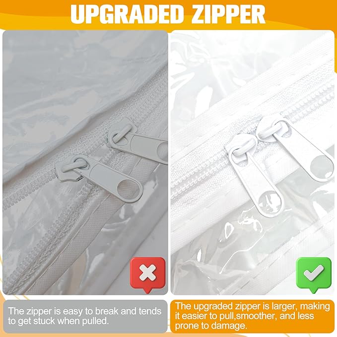 Plastic Storage Bags with Easy-Glide Zipper, Pack of 6, Durable Clear Vinyl Zippered Storage Bags for Clothes Sweaters Comforters Blankets Sheets Bedding (25 x 21 x 11 Inch)