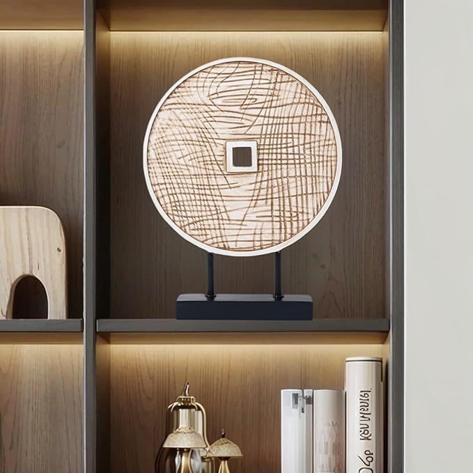 Round Sculpture Decorative Objects Shelf Decor Aesthetic Home Decor Items Accents for Living Room Console Table Decorations (White)