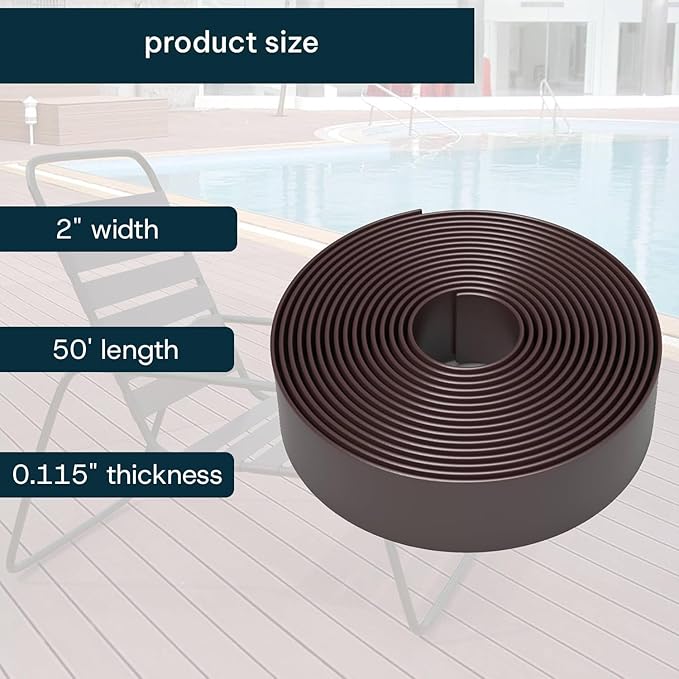 2 Inch Wide, 50ft Long Vinyl Strap - Replacement Straps for Patio Chairs - Vinyl Strapping for Patio Furniture Repair - Durable Seat Repair Kit for Lawn Chairs, Outdoor Furniture (Brown)