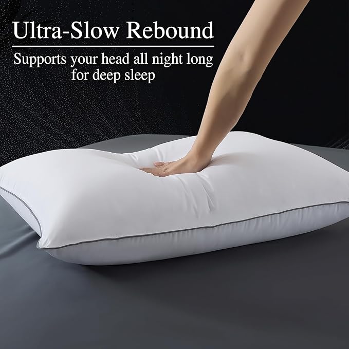 WhatsBedding Goose Down Pillows Queen Size Set of 2, Luxury Hotel Bed Pillows for Deep Sleep, Fluffy Soft Feather Down Pillow for Back, Stomach or Side Sleepers, 20" x 30"