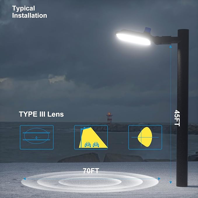 Lightdot 320W(350x1W Chip) LED Parking Lot Lights 48000lm 5000K Parking Lot Lights Commercial with Smart Photocell 6KV SPD Outdoor LED Pole Lights for Parking Lot,Yard,Driveway-2Pack 7Yrs Warranty