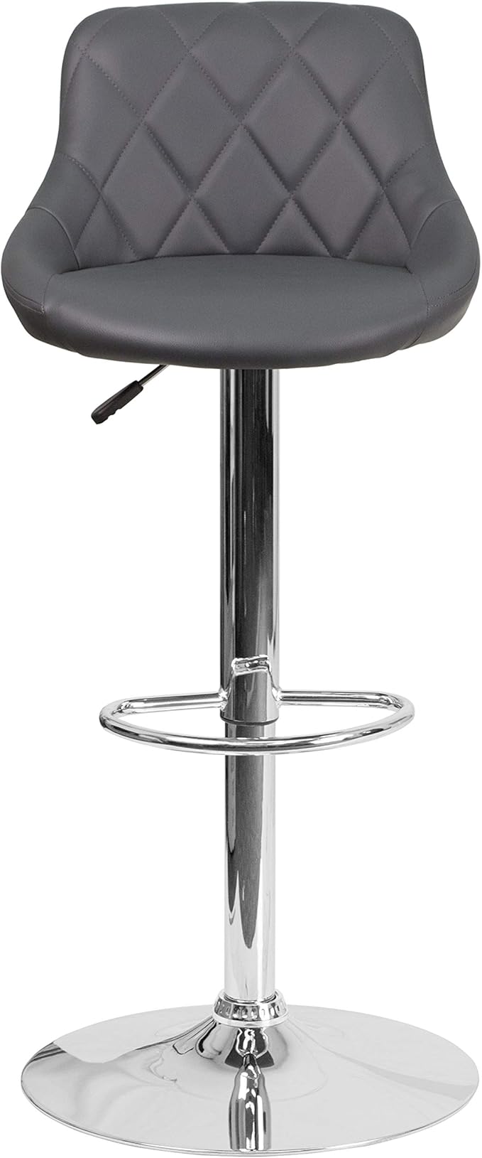 Flash Furniture Caldwell 2 Pk. Contemporary Gray Vinyl Bucket Seat Adjustable Height Barstool with Chrome Base