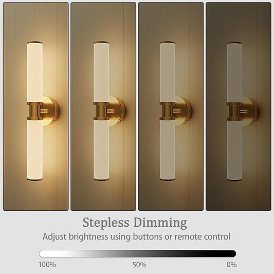 Battery Operated Wall Sconce Set of 2, Gold Cordless Wall Sconces, Modern Rechargeable Wall Lights with Remote Control, Dimmable for Living Room, Bedroom, Bathroom, Hallway, Entryway 3000K