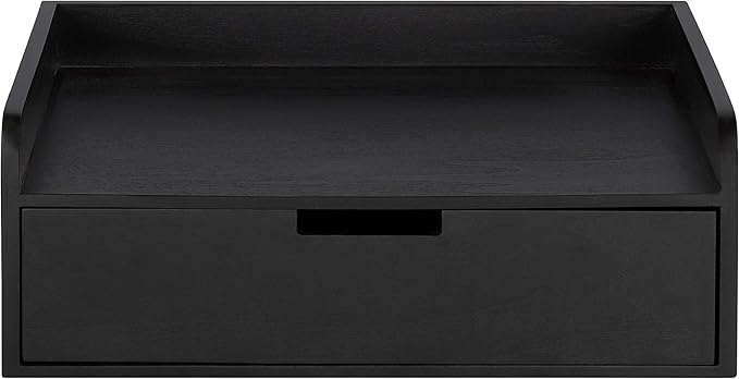 Kate and Laurel Kitt Modern Floating Wall Shelf Side Table with Drawer, 18" x 12" x 6.5", Black