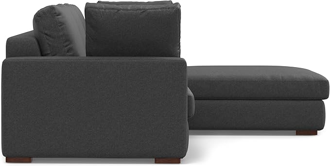 SIMPLIHOME Charlie Right-Facing Sectional Sofa in 100% Recycled Polyester Tightly Woven Performance Fabric, Pebble Grey, 122-inches Wide, Handcrafted Contemporary Style L-Shaped Couch with Chaise