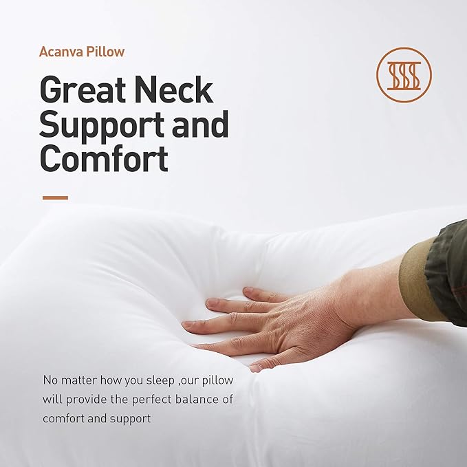 Acanva Bed Pillows for Sleeping 2 Pack with Luxury Hotel Quality, Super Plush 3D Fiber Filling, Top-end Microfiber Cover for Side Stomach Back Sleepers