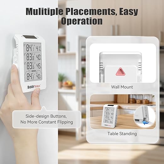 Wireless Freezer Monitor with 3 Sensors, 328ft Long Range Digital Refrigerator Thermometer with Min/Max Temp and Smart Adjustable Backlight, for Home, Garage & Breast Milk, White