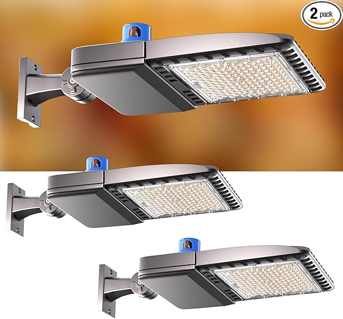 150W LED Parking Lot Light 22500lm (Eqv 600W HID HPS) Arm Mount LED Pole Light IP65 5000K ETL Listed Commercial Area Lighting with Smart Photocell 6KV SPD 7 Yrs Warranty -2Pack