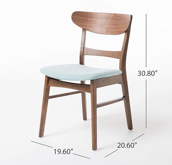 Christopher Knight Home Idalia Dining Chairs, 2-Pcs Set, Mint / Walnut Finish