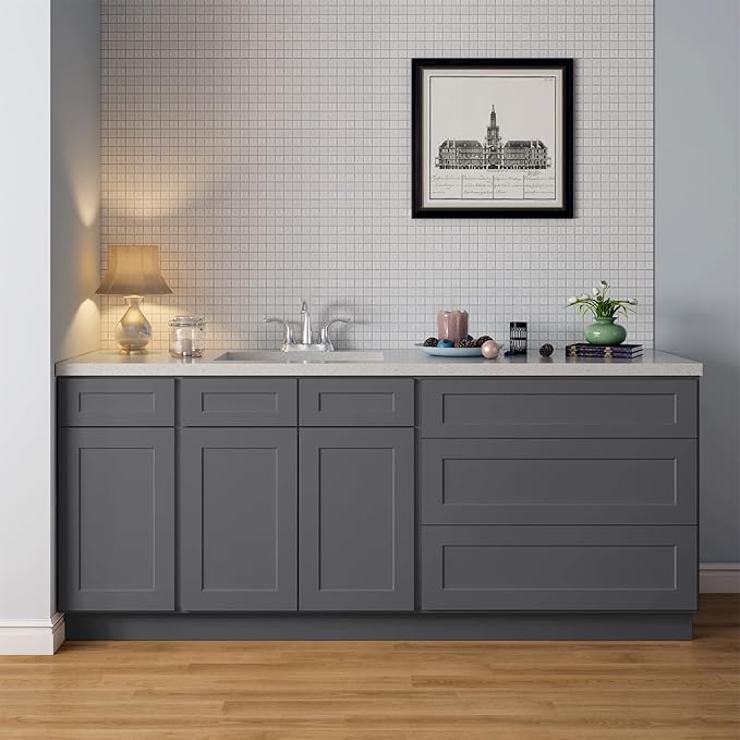 LOVMOR Kitchen Sink Base Cabinet, Unassembled Cabinet, Single Sink Storage Unit, Large Capacity, 24" D*30" W*34-1/2"H
