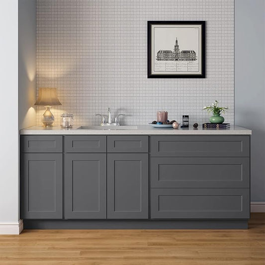 LOVMOR Kitchen Sink Base Cabinet, Unassembled Cabinet, Single Sink Storage Unit, Large Capacity, 24" D*33" W*34-1/2"H