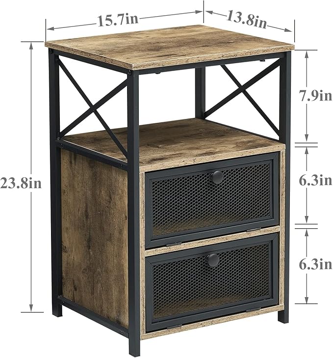 VECELO Night Stand Set of 2, End Side Table with Storage Space and Door,Modern Nightstands for Living Room, Bedroom