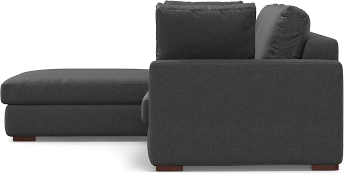SIMPLIHOME Charlie Left-Facing Sectional Sofa in 100% Recycled Polyester Tightly Woven Performance Fabric, Pebble Grey, 122-inches Wide, Handcrafted Contemporary Style L-Shaped Couch with Chaise