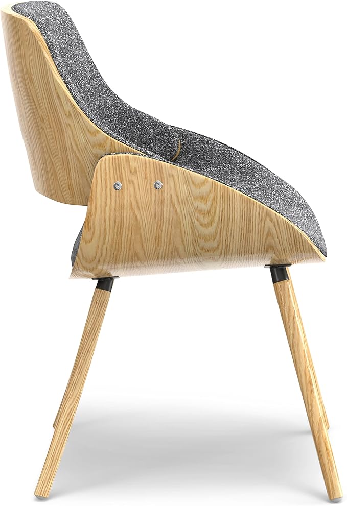 SIMPLIHOME Malden Dining Chair in Grey Woven Fabric, Light Wood Back, 22.8 x 20.9 x 30.9 inches, Mid-Century Modern Style for Dining Room