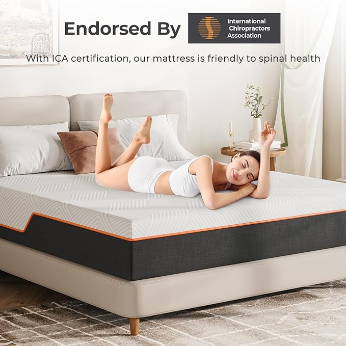 Vesgantti Full Mattress, 12 Inch Gel Memory Foam Mattress Full Size with Comfort Foam for Pressure Relief & Cool Sleep & Body Support, Made in USA, Medium Feel Bed in a Box, White
