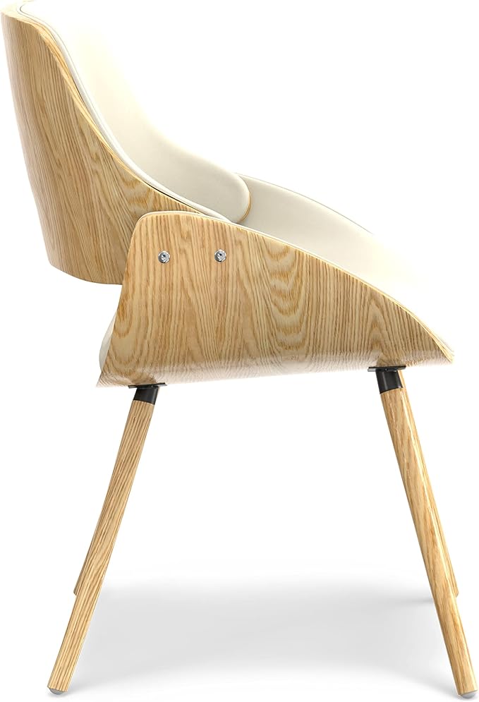 SIMPLIHOME Malden Dining Chair in Light Wood, Natural Linen Look Fabric, 22.8" W x 20.9" D x 30.9" H, Mid-Century Modern Style for Dining Room