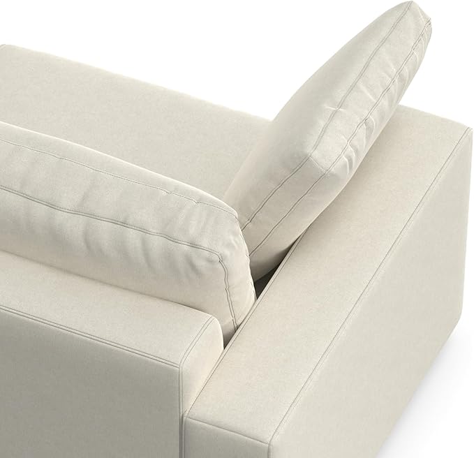 SIMPLIHOME Charlie Sofa in 100% Recycled Polyester Tightly Woven Performance Fabric, Cream, 96-inches Wide, Handcrafted Contemporary Style Sofa for Living Room or Couch for Family Room