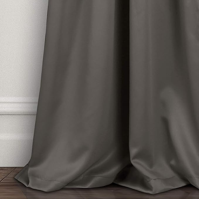 Lush Decor Insulated Grommet Blackout Window Curtain Panels, Pair, 52" W x 84" L, Dark Gray - Classic Modern Design - Chic Window Decor - Long Curtains For Living Room, Bedroom, Or Dining Room