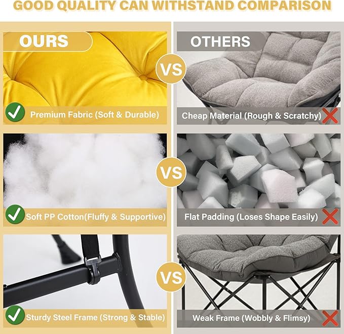 Lazy Chair with Ottoman, Large Accent Yellow Velvet Chair with Side Pocket, Modern Leisure Upholstered Sofa Reading Armchair with Footrest for Office, Bedroom, Living Room, Dorm Rooms, Balcony