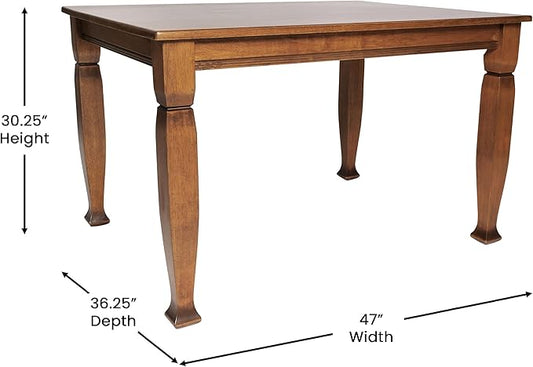 Taylor & Logan Lennox 47" Solid Wood Dining Table in a Walnut Matte Finish, Seating for 4, Stylish Turned Wooden Legs, Perfect for Hosting or Everyday Meals