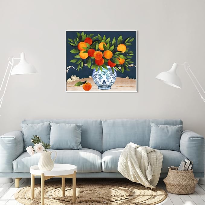 The Oliver Gal Artist Co. Food and Cuisine Wall Art Framed Canvas Prints 'Fruits and Porcelain' Fruits