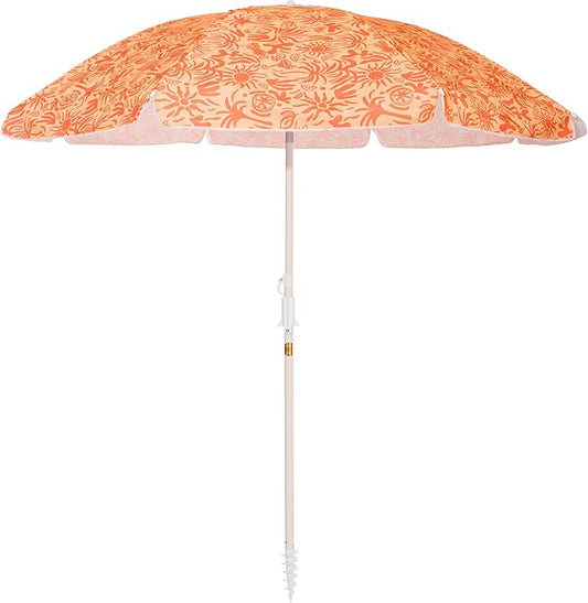 Business & Pleasure Co. Margaritaville Manana Umbrella - 6.5' Beach Umbrella Sand Anchor, 7' Tall Telescopic Aluminum Pole, UPF 50+