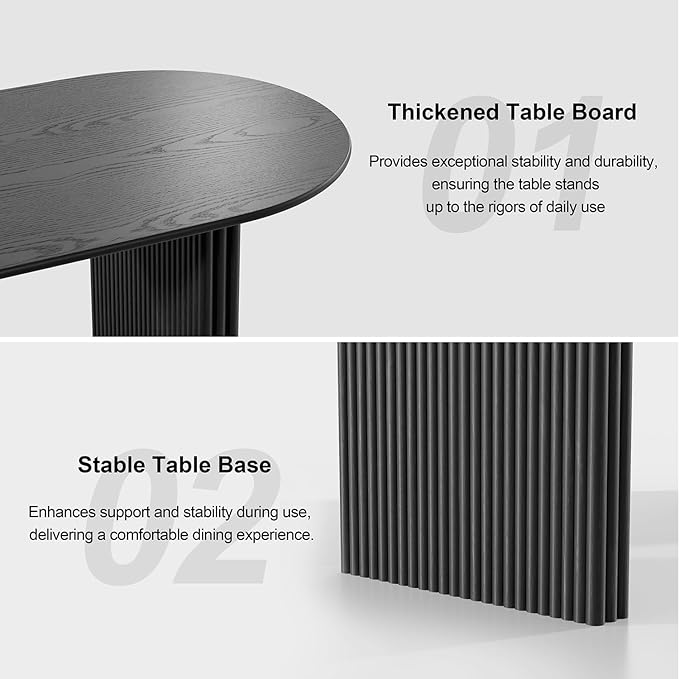 Casaphoria 79" Oval Dining Table, Modern Kitchen Table for 4-6, Farmhouse Style Large Table, Easy Assembly for Living Room, Kitchen and Bar, Black