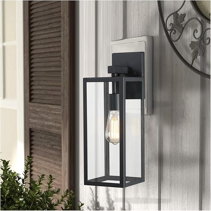 2 Pack Large Outdoor Sconce Lights,18 Inch Outdoor Wall Lantern Light,Exterior Sconce Metal and Glass Large Porch Light, Black Outdoor Lanterns for Front Porch Garage Balcony