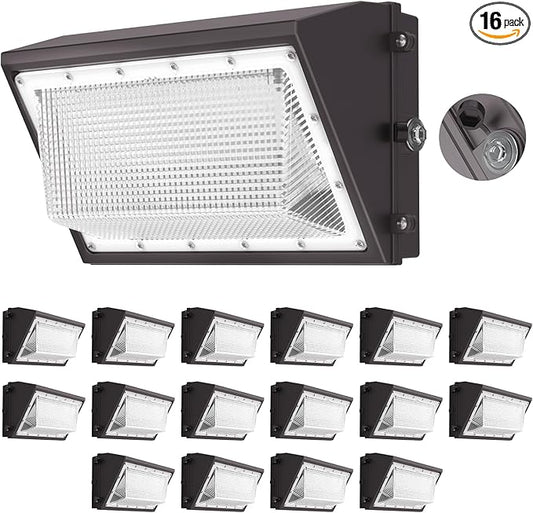 AIKVSXER 16 Pack 160W LED Wall Pack Light with Dusk to Dawn Photocell, 25,600LM 6000K Exterior Wall Packs, IP65 LED Wall Packs Outside Lighting [Eqv. 1000W HPS/HID] for Parking Lot, Yard AC120-277V