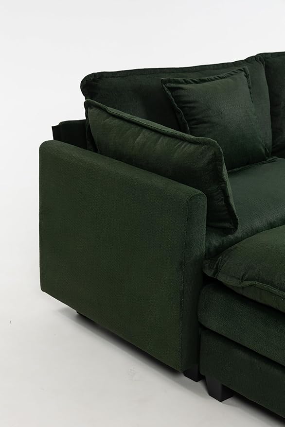 Eafurn 150" Oversized Modular Sectional Sofa with Movable Ottomans, 6 Seat Modern Corduroy Sofa Set, Convertible U/L Shaped Corner Couch for Living Room Apartment