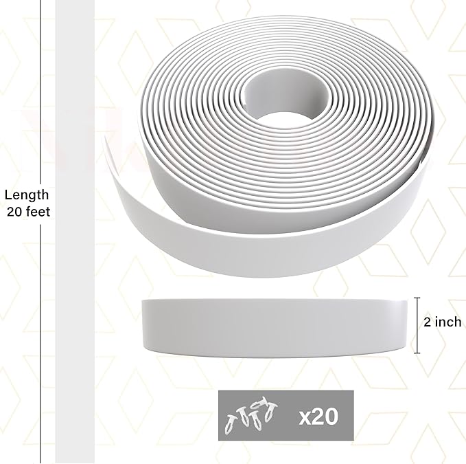 20' ft x2 Inch Wide Vinyl Strapping Replacement Straps Vinyl Straps for Patio Chairs Repair for Outdoor Lawn Furniture Matte Finish (White) + 20 Rivets