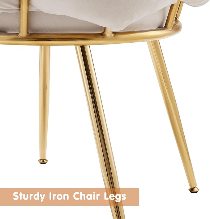 Luxury French Weave Accent Chair with Metal Legs, Mid Century Modern Lounge Chair for Living Room Bedroom Office, Industrial Chic Design Soft Cushion Sturdy Frame 350lb Capacity, White