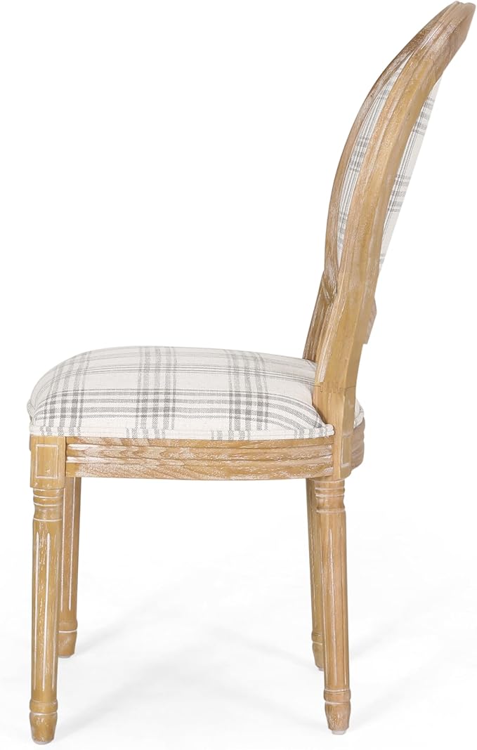 Phinnaeus Dining Chairs - Wood - Gray Plaid/Light Beige (Set of 2)