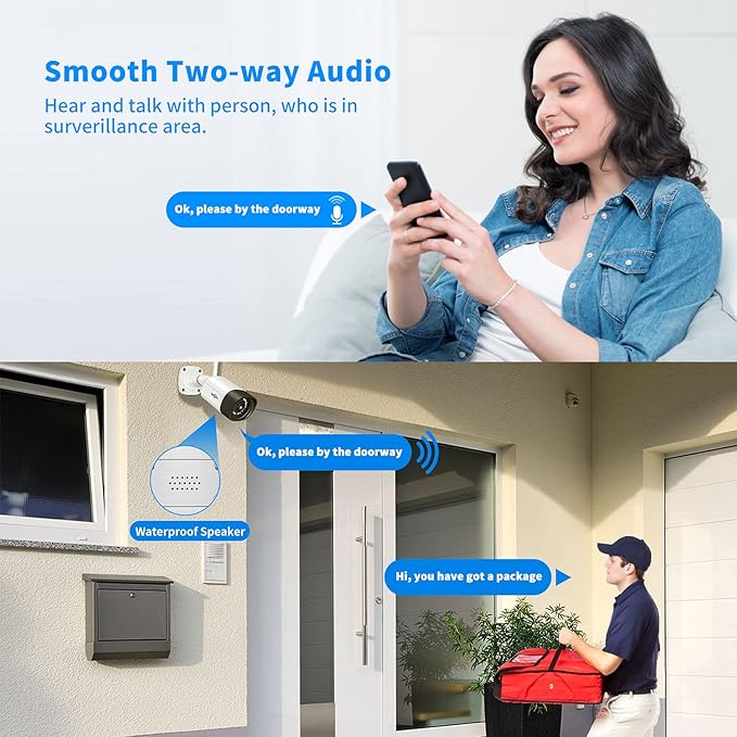 Hiseeu 5MP Wireless Pro Security Camera Wireless Outdoor, Home Security, Spotlight Color Night Vision, 2.4Ghz & 5Ghz Wi-fi, SD Card and Cloud Storage Supported, Compatible with Alexa