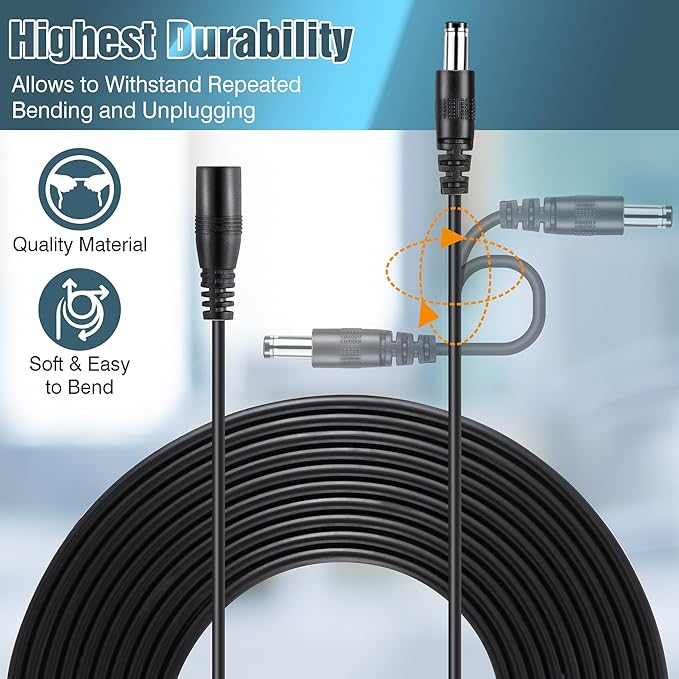 Feekoon 1 Pack Extension Cable Compatible with Moen 920-003, 25ft Weatherproof Power Extension Cable Compatible with Moen 900-001 900-002 900-006 Flo Smart Water Monitor and Automatic Shutoff Sensor