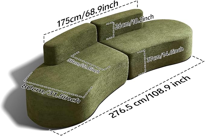 Swbvs Modular Floor Sofa Set, Boneless Memory Foam Lounge Couch, Convertible Low-Profile Seating for Living Room, Bedroom & Small Spaces, Washable Cover, Modern Green