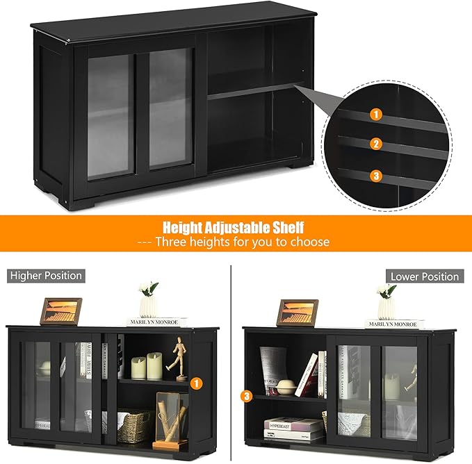 Buffets & Sideboards HW53867BK, Dark Black, Large