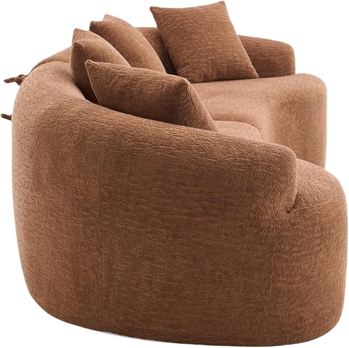110" Oversized Cloud Sectional Sofa Modern Curved Boneless Couches for Living Room, 4-Seater Extra Deep Seat Foam Floor Compressed Couch w/Tight Backrest and 4 Pillows,Chenille Sofa & Couches | Breathable material, Non-slip, No Assembly Required
