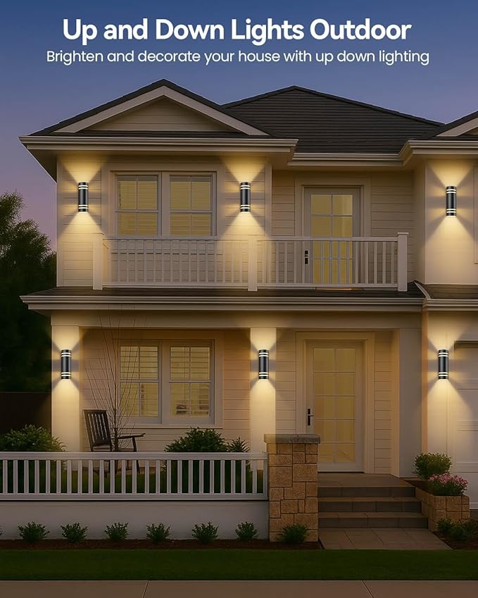 KIZON Dusk to Dawn Outdoor Lighting 2 Pack, Modern Outdoor Wall Lights Black Exterior Lighting Fixtures with LED Bulbs Included, Cylinder Outdoor Sconce Lights for House Porch, ETL Listed