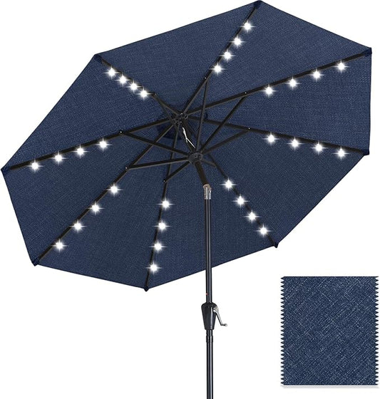 ABCCANOPY OLEFIN® 5-Year No Fading Patio Umbrella with Solar Lights (Navy Blue)
