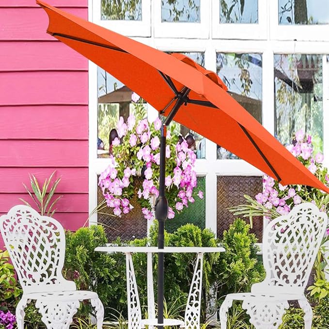 SUNVIVI OUTDOOR Outdoor Patio Umbrella, Patio Umbrella, Market Umbrella, Large Outdoor Umbrella, Metal Pole Umbrella with Push Button Tilt and Crank, Polyester Canopy