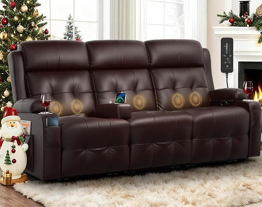 Recliner Sofa, Massage Reclining Sofa 3 Seater Sets Heavy Weight Capacity, RV Loveseat Clearance, Recliner Couch with Storage, Cup Holders, Wall Hugger Couches for Living Room