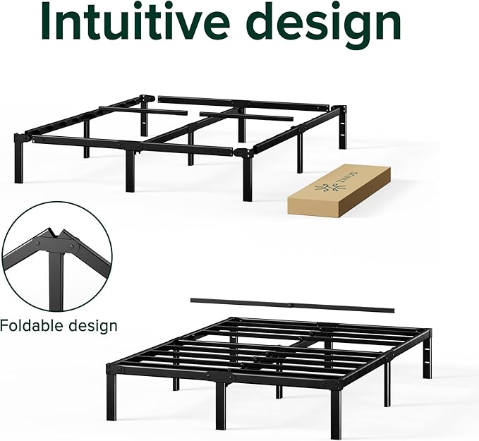 ZINUS Yelena 14 Inch King Metal Platform Bed Frame, Steel Slat Support, No Box Spring Needed, Eco Friendly WonderBox(TM) Packaging, Easy Assembly, Black