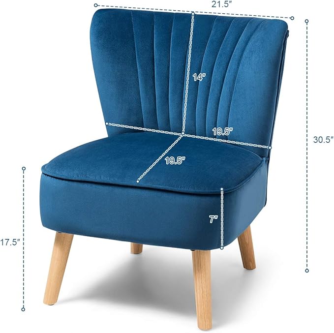 Giantex Set of 2 Velvet Accent Chair, Upholstered Modern Sofa Chair w/Wood Legs, Thickly Padded, Small Armless Wingback Club Chairs for Living Room Bedroom Furniture