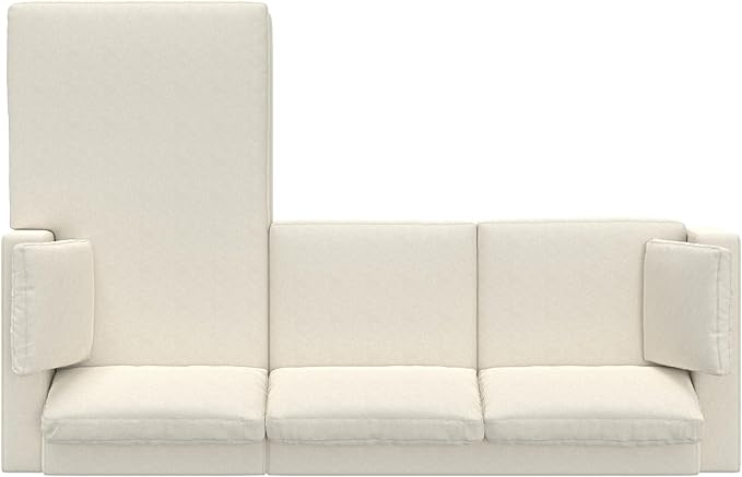 SIMPLIHOME Charlie Right-Facing Sectional Sofa in 100% Recycled Polyester Tightly Woven Performance Fabric, Cream, 122-inches Wide, Handcrafted Contemporary Style L-Shaped Couch with Chaise