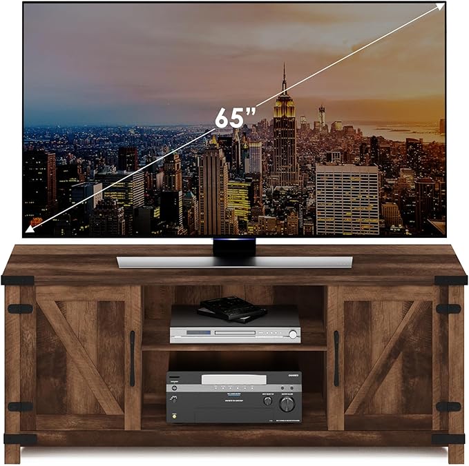Furinno Cabinet Stand with Storage for TV up to 65 Inch, 70 Inch, Rustic Brown