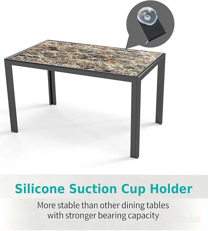 Gizoon Glass Dining Table Sets for 6, 7 Piece Kitchen Table and Chairs Set for 6 Person, PU Leather Modern Dining Room Sets for Home, Kitchen, Living Room