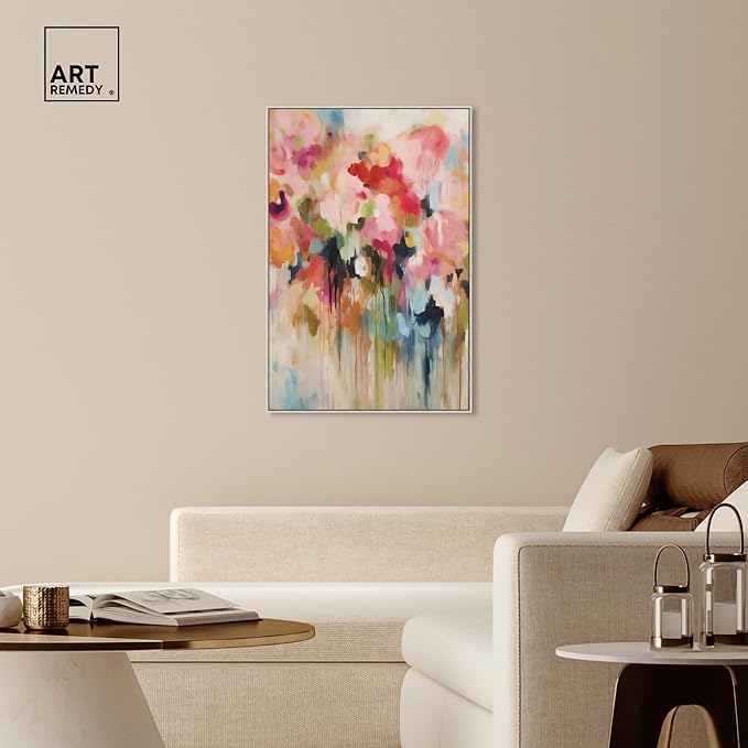 Art Remedy Soft Lush Pastel Canvas New Floral Wall Art, Silver Frame, 30" x 45"