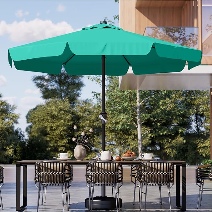 AreShark 11FT Patio Umbrella Table Market Umbrella w/Crank Outdoor Umbrellas for Garden, Deck, Backyard, Pool and Beach, Cerulean